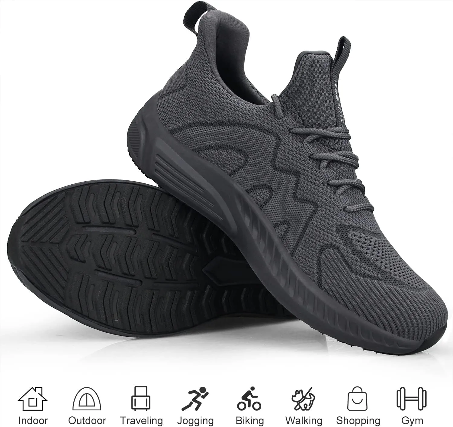Feethit Mens Non Slip Walking Sneakers Lightweight Breathable Slip on Running Shoes Athletic Gym Tennis Shoes for Men