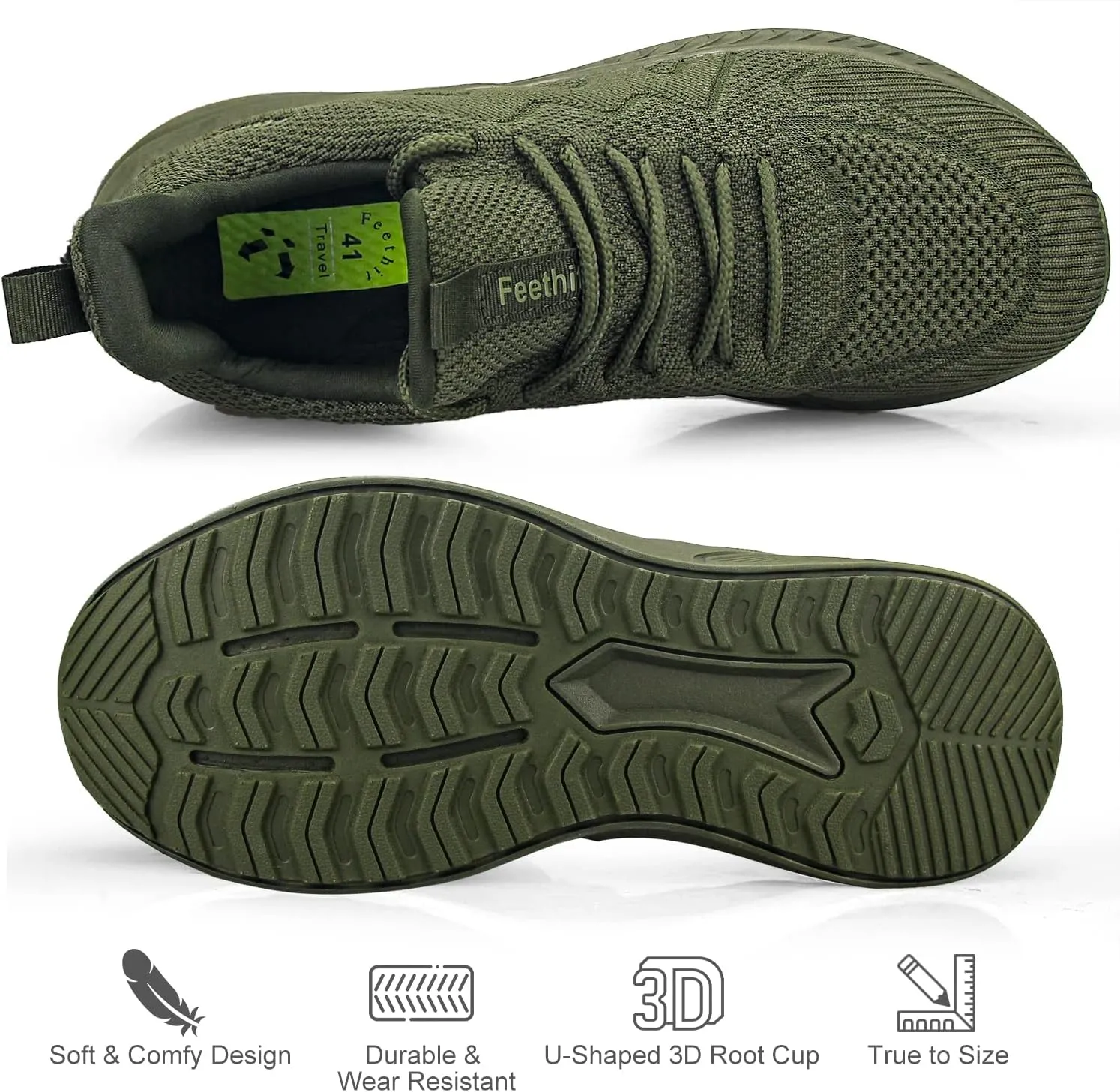 Feethit Mens Non Slip Walking Sneakers Lightweight Breathable Slip on Running Shoes Athletic Gym Tennis Shoes for Men