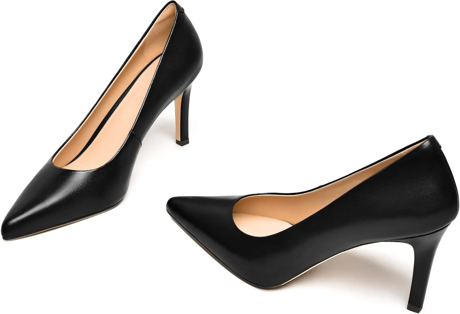 FEMSTEP Womens Dress Slip On Matte Leather Evening Pointed Toe Stiletto High Heel Pumps Shoes 3.3 Inch