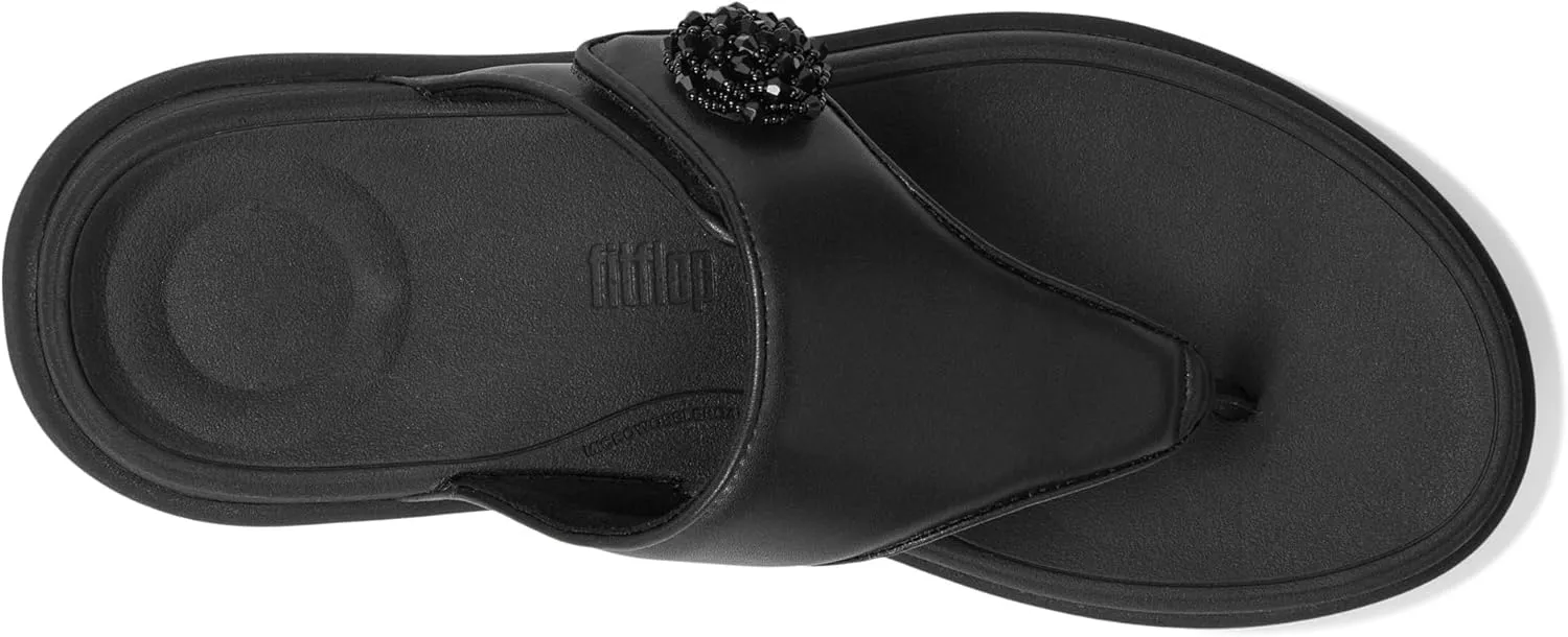 FitFlop Women's F-Mode Go Beadie-Button Adj. Flatform Toe/Post Sandals Wedge