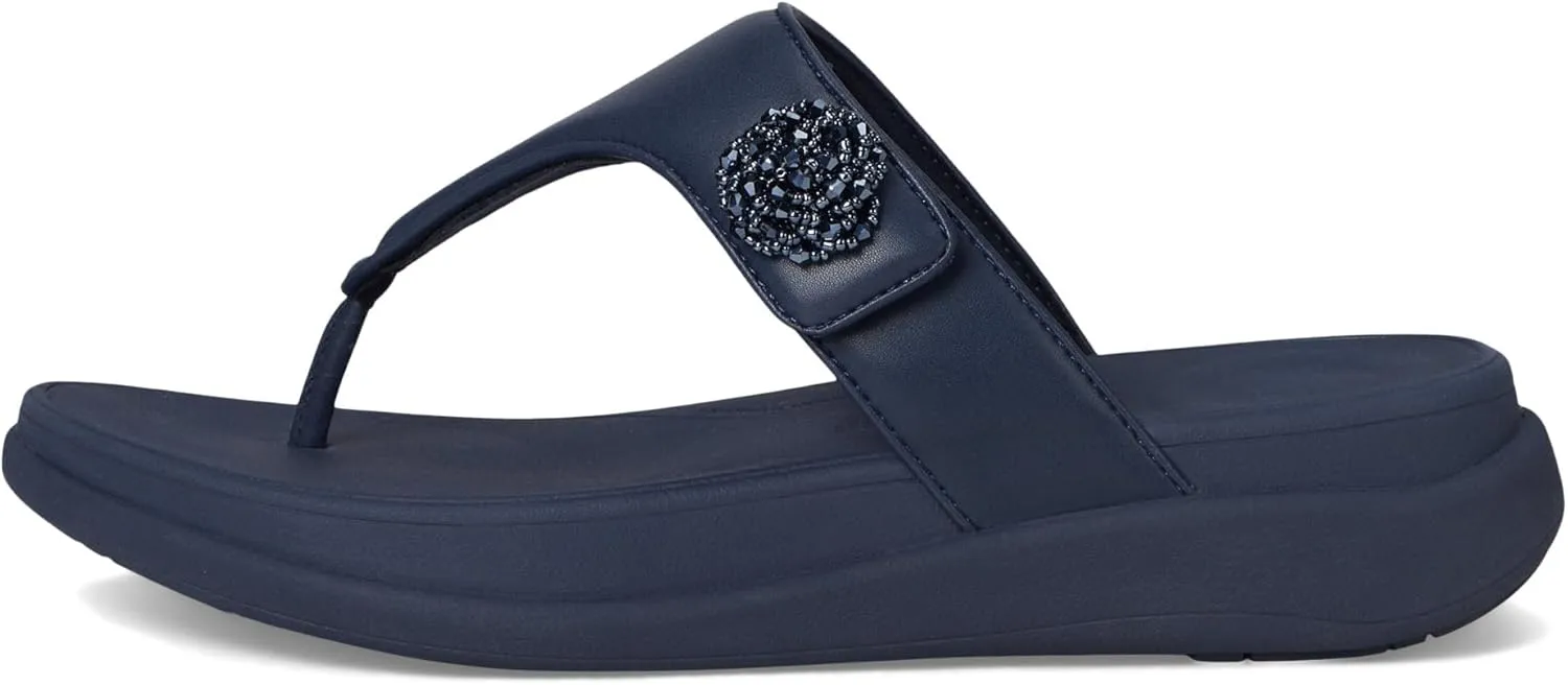 FitFlop Women's F-Mode Go Beadie-Button Adj. Flatform Toe/Post Sandals Wedge