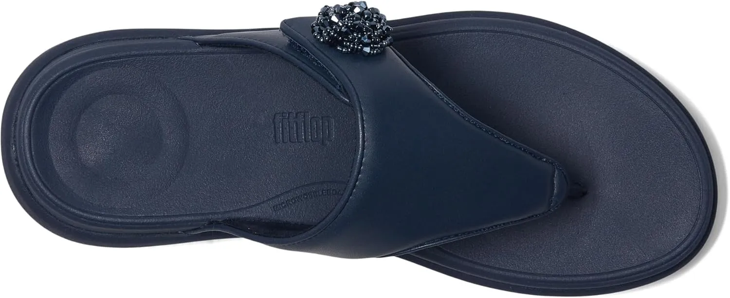 FitFlop Women's F-Mode Go Beadie-Button Adj. Flatform Toe/Post Sandals Wedge