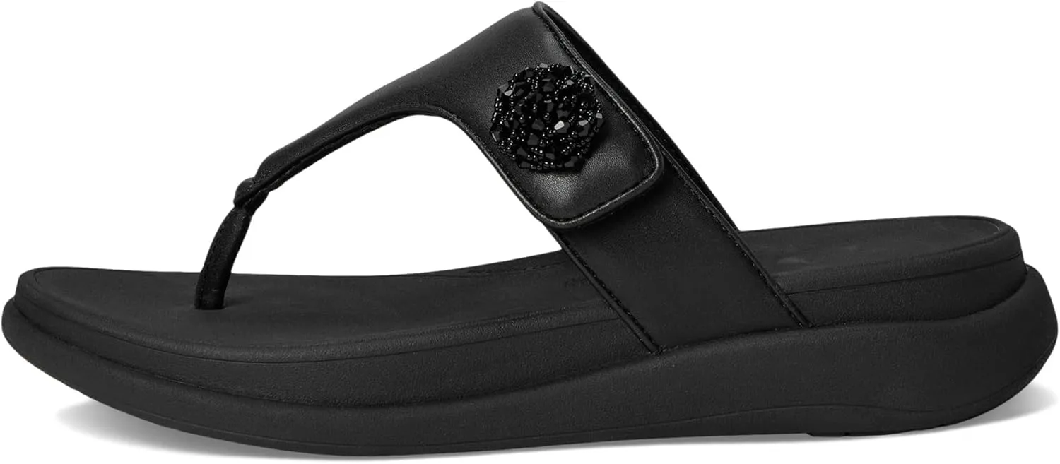 FitFlop Women's F-Mode Go Beadie-Button Adj. Flatform Toe/Post Sandals Wedge