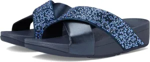 FitFlop Women's Lulu Crystal-Mix Metallic Cross Slides Wedge Sandal