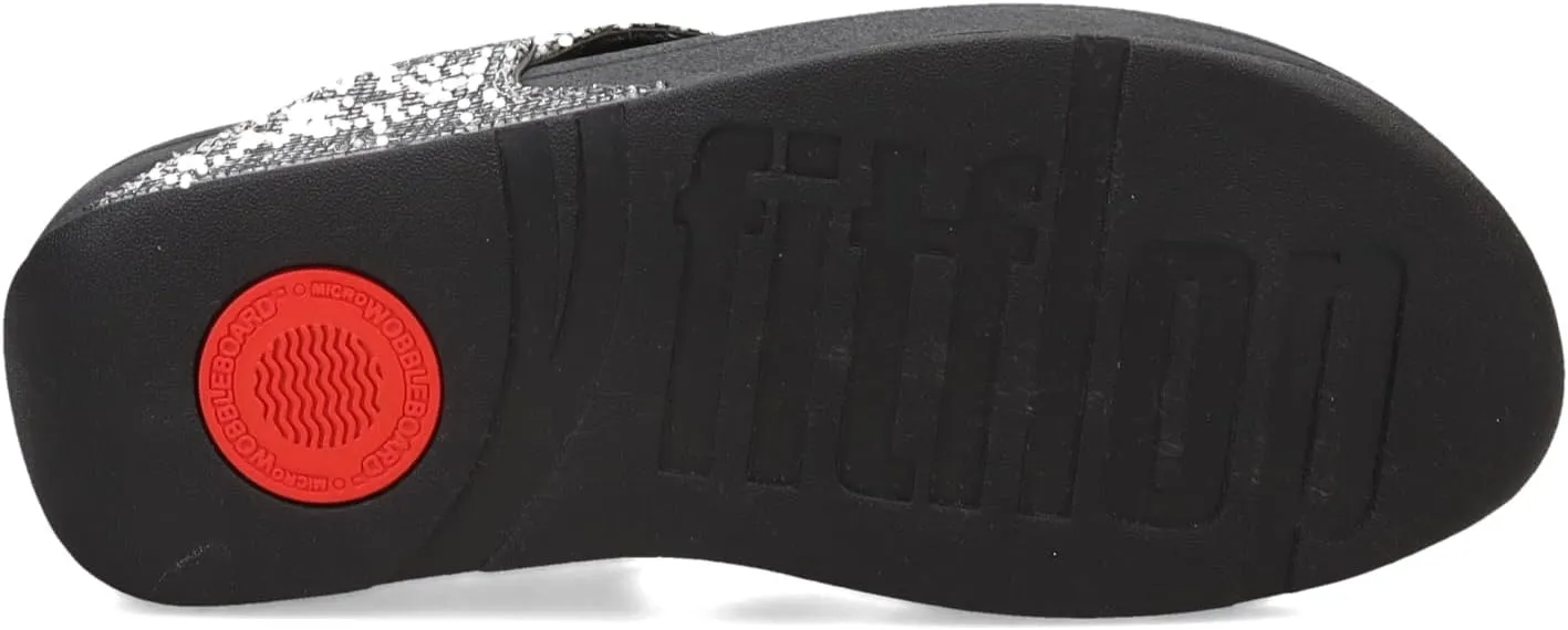 FitFlop Women's Lulu Glitter Toe-Post Black Glitter Sandals