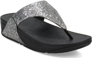 FitFlop Women's Lulu Glitter Toe-Post Black Glitter Sandals