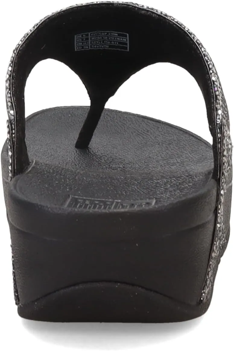 FitFlop Women's Lulu Glitter Toe-Post Black Glitter Sandals