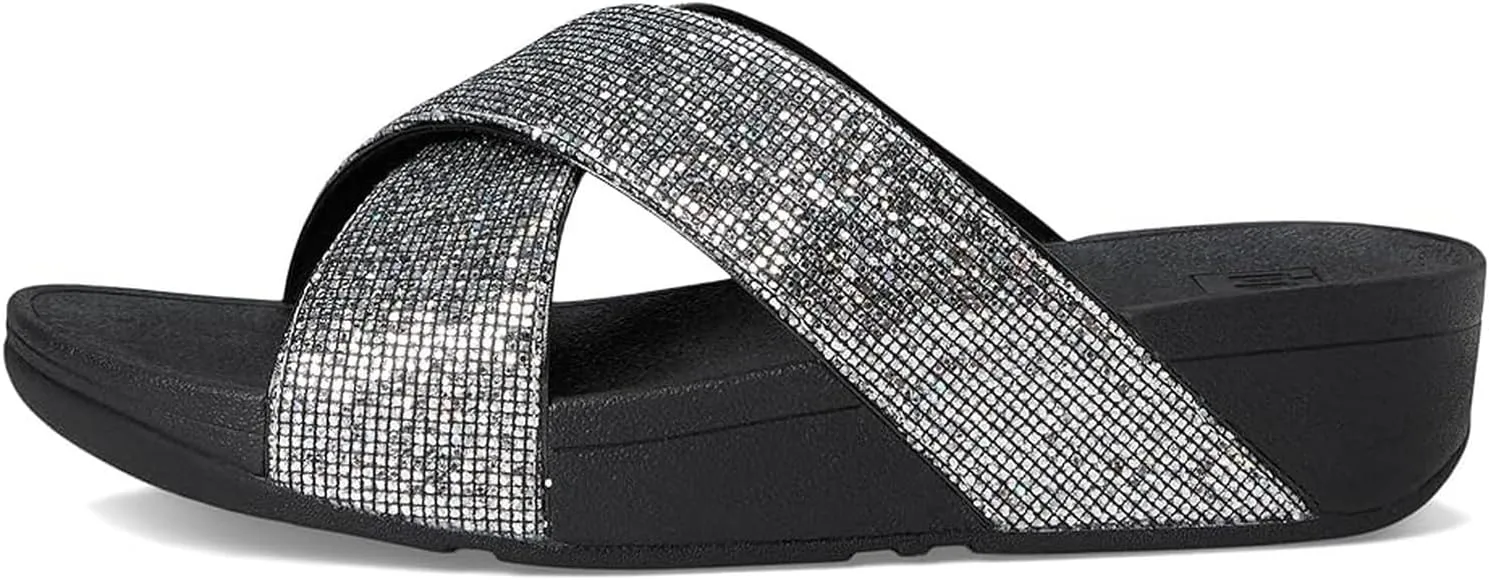 FitFlop Women's Lulu Glitterball Cross Slides Wedge Sandal
