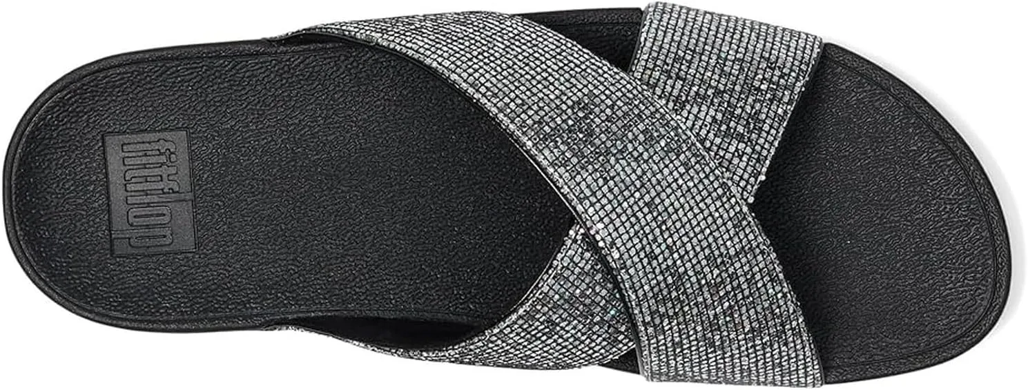 FitFlop Women's Lulu Glitterball Cross Slides Wedge Sandal