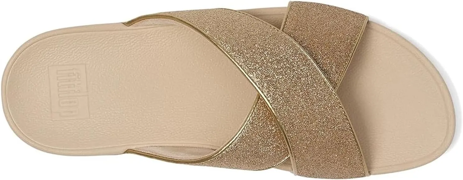 FitFlop Women's Lulu Glitterdust Cross Slides Wedge Sandal
