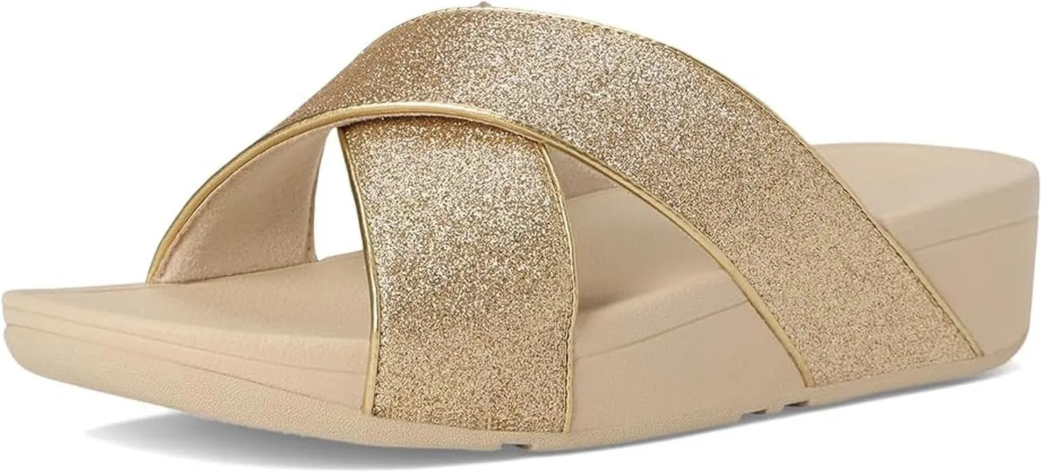 FitFlop Women's Lulu Glitterdust Cross Slides Wedge Sandal