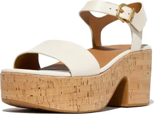 FitFlop Women's Platfforms Leather/Cork Heeled Ankle-Strap Sandals Wedge
