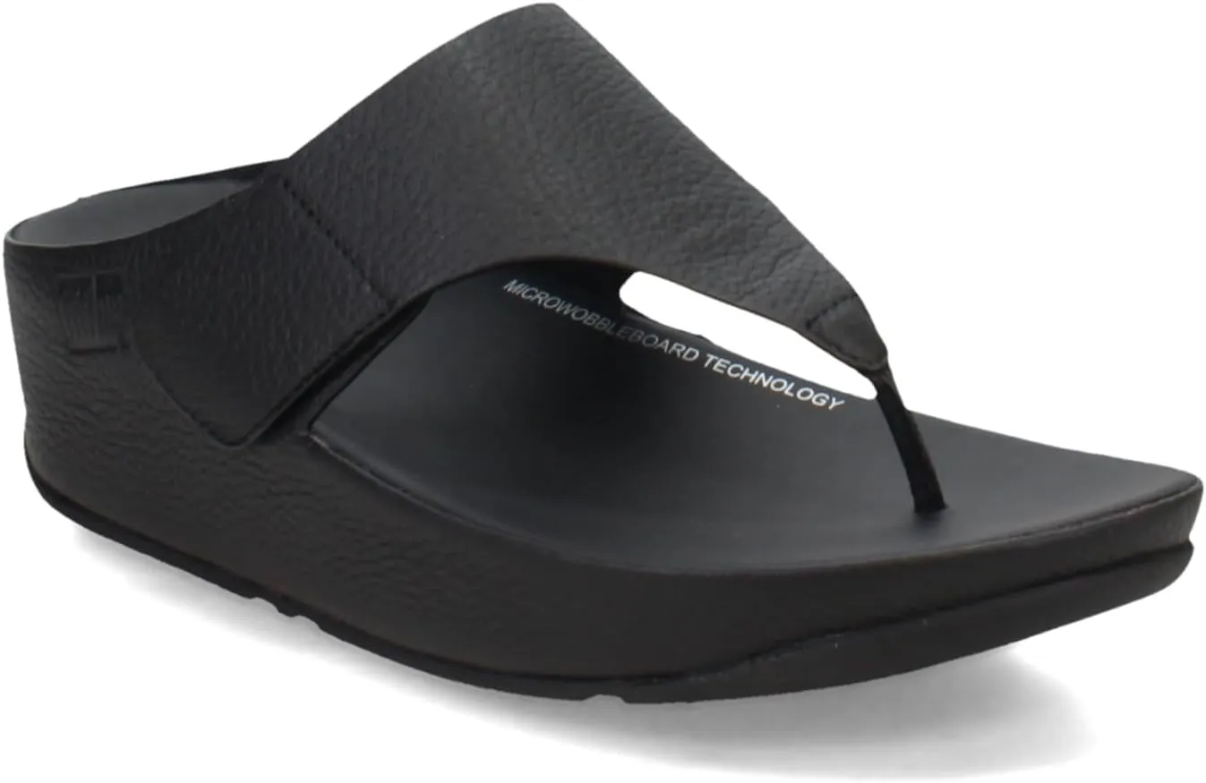 FitFlop Women's Shuv Adjustable Tumbled-Leather Toe-Post Sandals Wedge