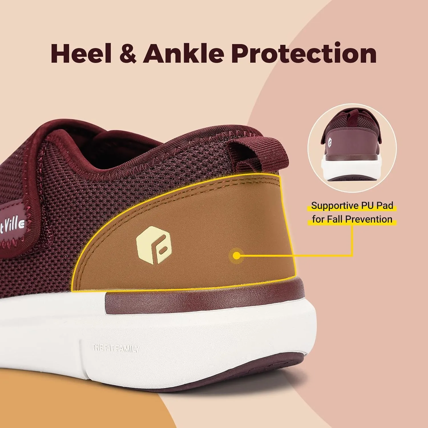 FitVille Diabetic Shoes for Women Extra Wide Width Walking Shoes Slip-On Orthopedic Shoes for Swollen Feet Foot Pain Relief - EasyTop Wings V2