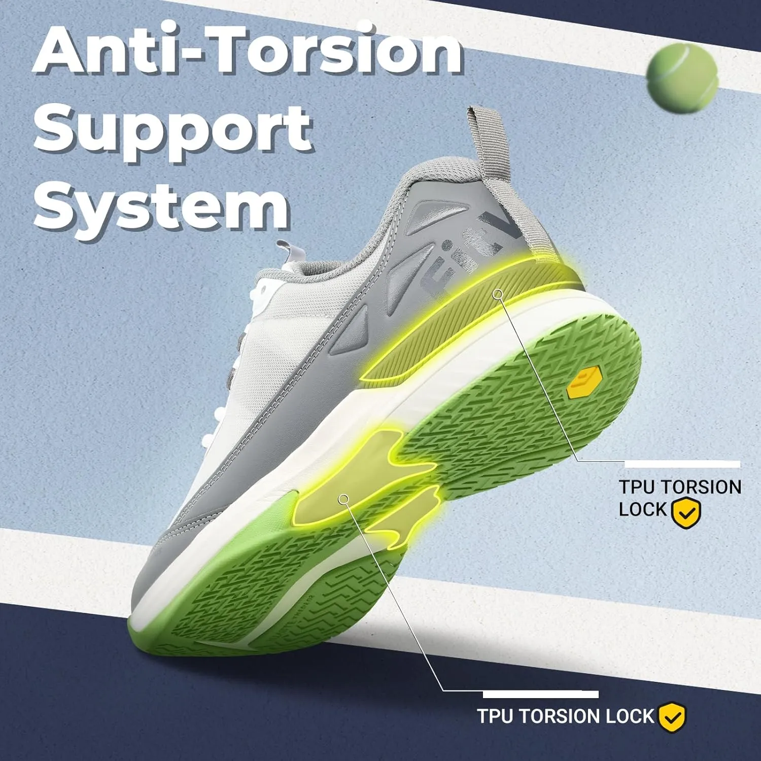 FitVille Wide Tennis Shoes for Men Pickleball Shoes Lightweight Breathable All Court Athletic Shoes with Arch Support & Wide Toe Box