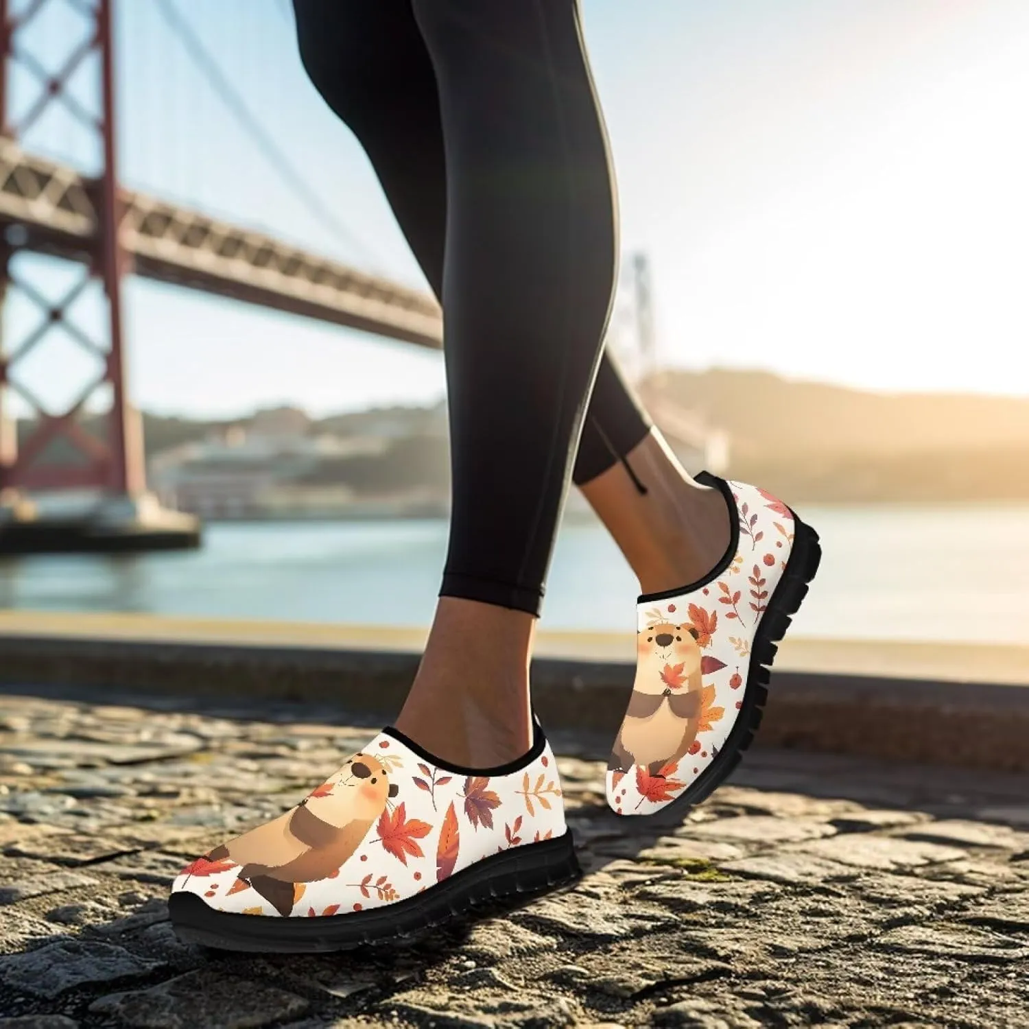 Flowers Casual House Shoes Breathable Mesh Sneakers for Women Comfort Soft Anti-Slip Shock Absorption EVA Sole Hiking Shoes for Outdoor Size 5.5-11.5 Black Sole