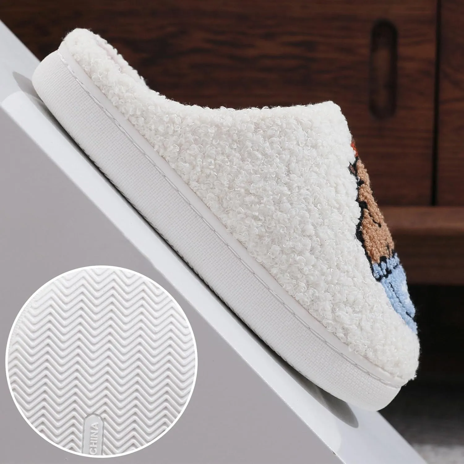 Fluffy Slippers For Womens Mens Warm Cozy Plush Fuzzy Memory Foam Slippers Slip-on House Slippers Indoor Outdoor