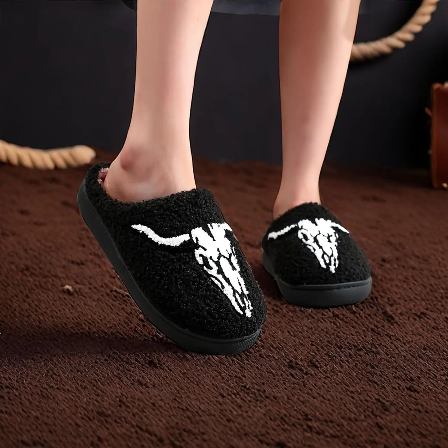 Fluffy Slippers For Womens Mens Warm Cozy Plush Fuzzy Memory Foam Slippers Slip-on House Slippers Indoor Outdoor