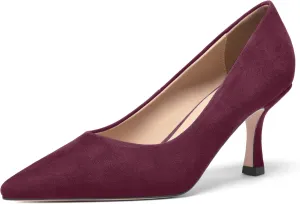FOGEENA Womens Suede Pointed Toe Dress Slip On Wedding Stiletto High Heel Pumps Shoes 2.5 Inch