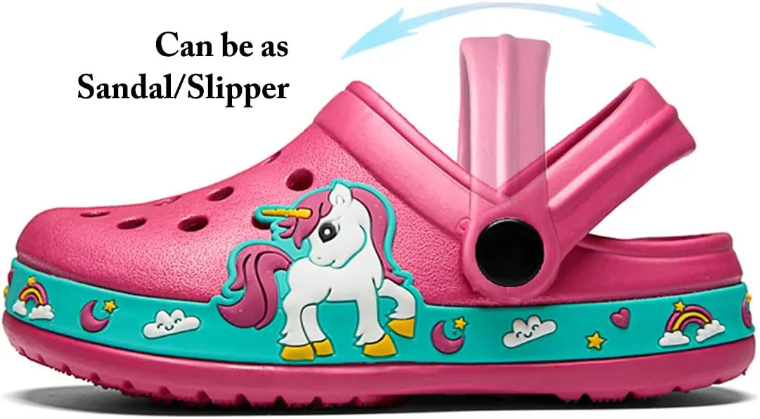 FolHaoth Little Kids Clogs Cute Cartoon Boys Girls Garden Clogs Toddlers Non-Slip Breathable Slides Sandals Children Lightweight Slip-on Beach Pool Shower Slippers