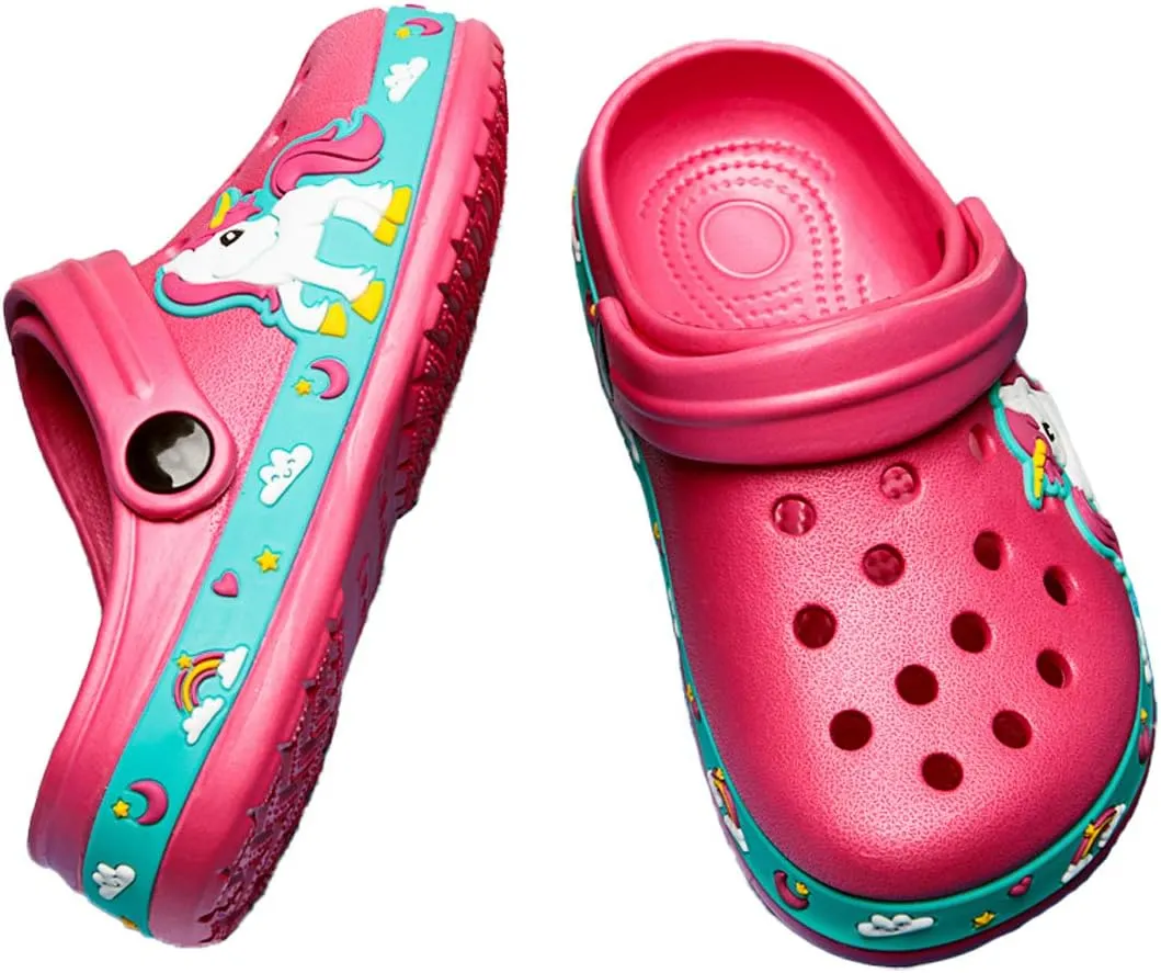 FolHaoth Little Kids Clogs Cute Cartoon Boys Girls Garden Clogs Toddlers Non-Slip Breathable Slides Sandals Children Lightweight Slip-on Beach Pool Shower Slippers
