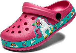 FolHaoth Little Kids Clogs Cute Cartoon Boys Girls Garden Clogs Toddlers Non-Slip Breathable Slides Sandals Children Lightweight Slip-on Beach Pool Shower Slippers