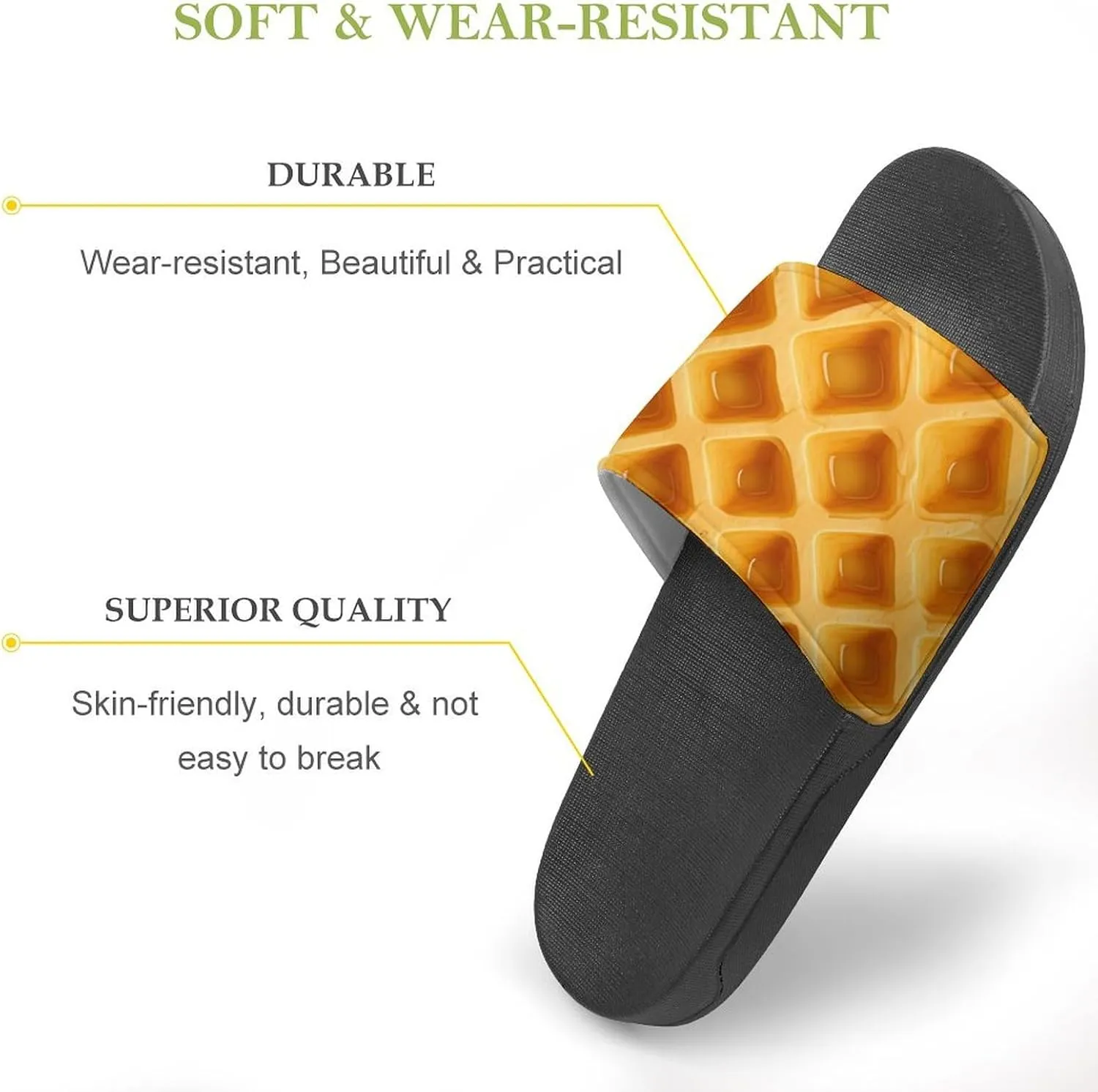 Food Waffle Women's House Sandals Non Slide Bathroom Beach Slippers for Men
