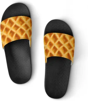 Food Waffle Women's House Sandals Non Slide Bathroom Beach Slippers for Men