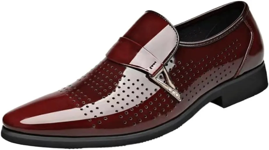 Formal Shoes Dress Oxford for Mens Vegan Leather Classic Slip On Plain Toe Business Working Office Slip Resistant Shoe