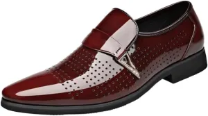 Formal Shoes Dress Oxford for Mens Vegan Leather Classic Slip On Plain Toe Business Working Office Slip Resistant Shoe