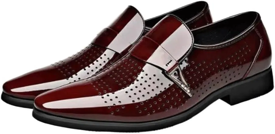 Formal Shoes Dress Oxford for Mens Vegan Leather Classic Slip On Plain Toe Business Working Office Slip Resistant Shoe