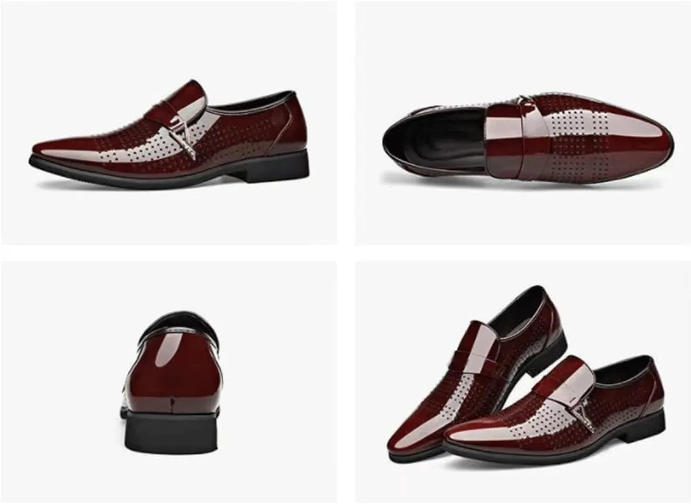 Formal Shoes Dress Oxford for Mens Vegan Leather Classic Slip On Plain Toe Business Working Office Slip Resistant Shoe