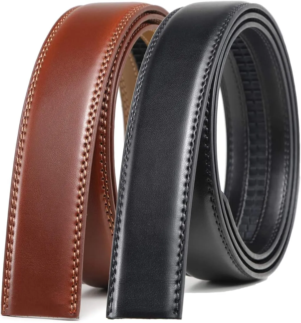 Founders & C Mens Leather Ratchet Belt Strap Only 1 3/8" Without Buckle,Replacement Strap Suitable for 40MM Slide Buckle