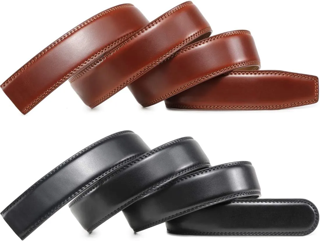 Founders & C Mens Leather Ratchet Belt Strap Only 1 3/8" Without Buckle,Replacement Strap Suitable for 40MM Slide Buckle
