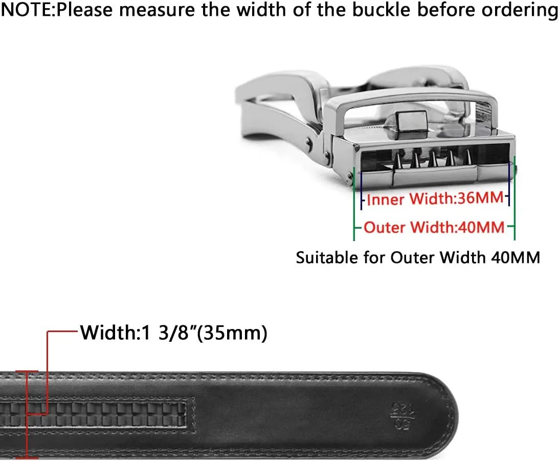 Founders & C Mens Leather Ratchet Belt Strap Only 1 3/8" Without Buckle,Replacement Strap Suitable for 40MM Slide Buckle