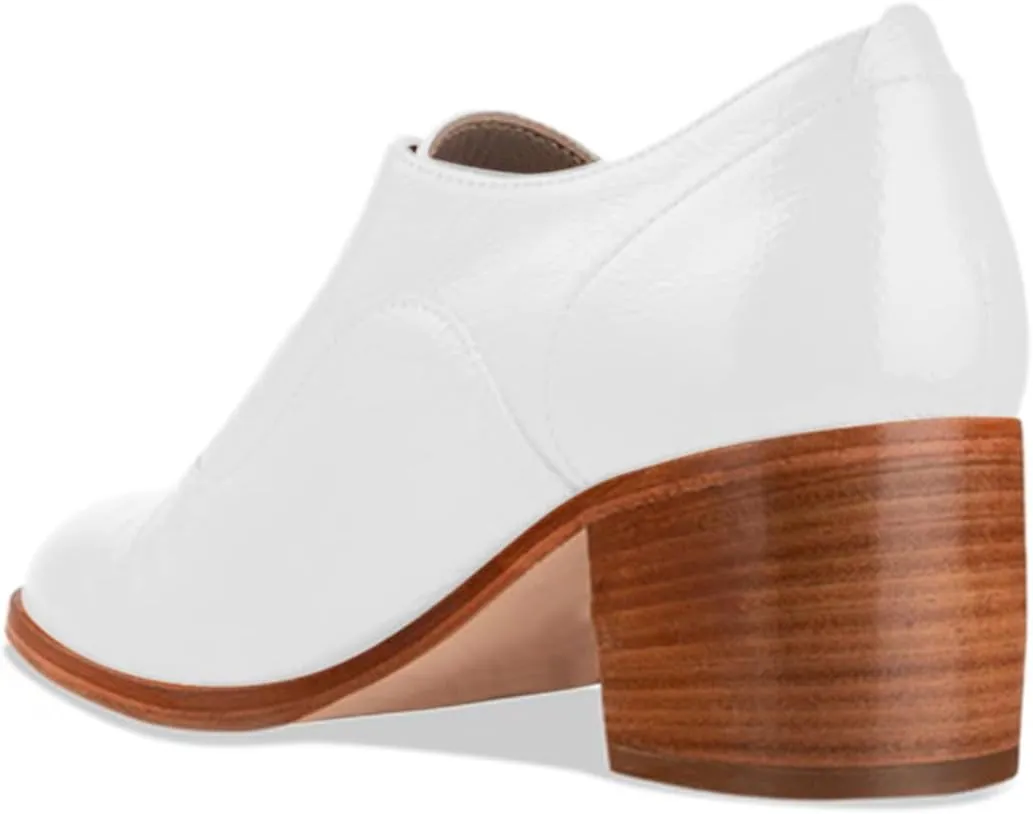 FOWT Women Almond Toe Lace Up Oxfords Stacked Slip On Block Mid Heel Classic Daily Office Party Shoes Size 4-16 US