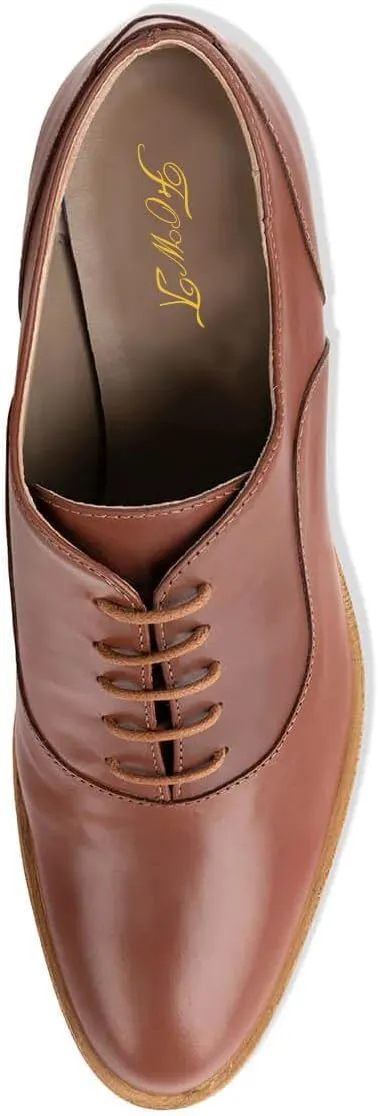 FOWT Women Almond Toe Lace Up Oxfords Stacked Slip On Block Mid Heel Classic Daily Office Party Shoes Size 4-16 US