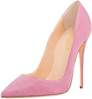FOWT Women Closed Pointed Toe High Stiletto Pumps Slip-on Fancy Elegant Matte Leather Heels Sexy Versatile Slim Ballroom Wedding Party Dress Shoes Size 4-15 US