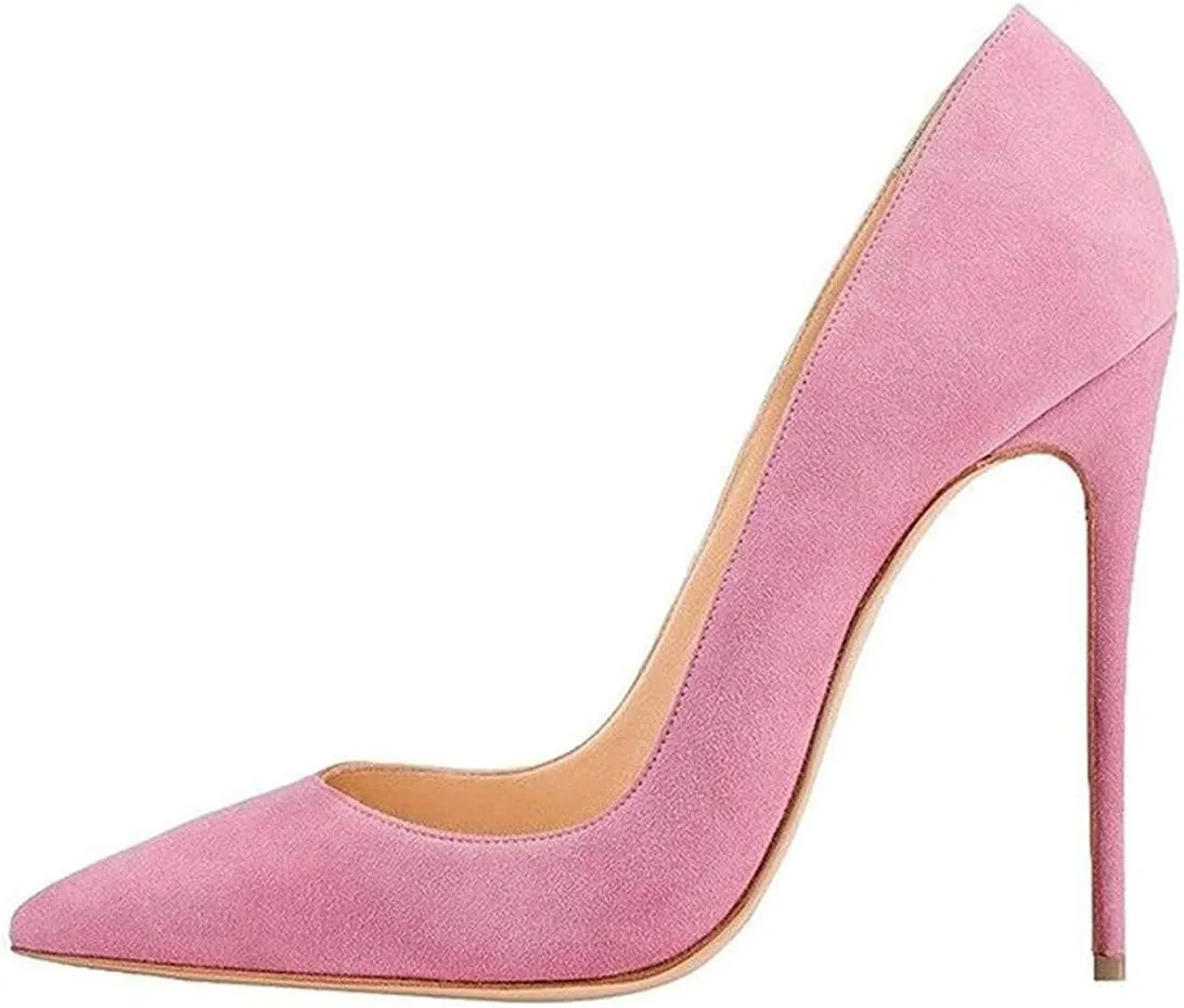 FOWT Women Closed Pointed Toe High Stiletto Pumps Slip-on Fancy Elegant Matte Leather Heels Sexy Versatile Slim Ballroom Wedding Party Dress Shoes Size 4-15 US