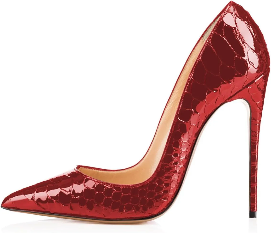 FSJ Women Formal Pointed Toe Pumps High Heel Sexy Stilettos Slip On Office Cute Evening Dress Shoes Size 4-15 US