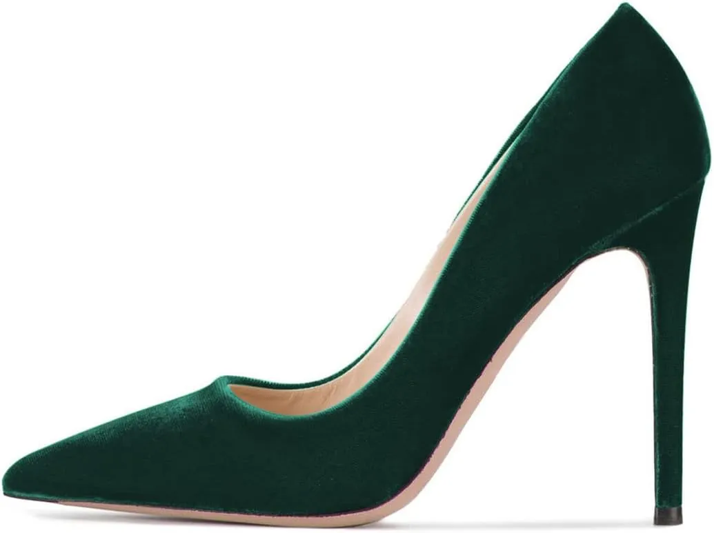 FSJ Women Formal Stiletto High Heels Pumps Pointed Toe Velvet Slide Office Wedding Lady Party Dress Shoes Size 4-15 US