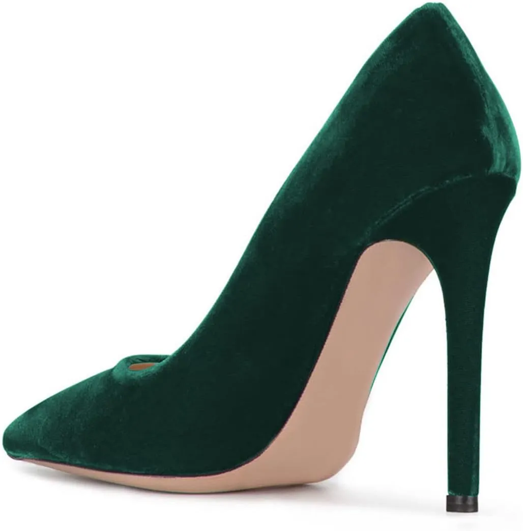 FSJ Women Formal Stiletto High Heels Pumps Pointed Toe Velvet Slide Office Wedding Lady Party Dress Shoes Size 4-15 US