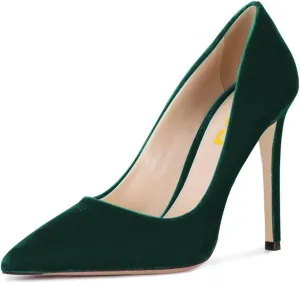 FSJ Women Formal Stiletto High Heels Pumps Pointed Toe Velvet Slide Office Wedding Lady Party Dress Shoes Size 4-15 US