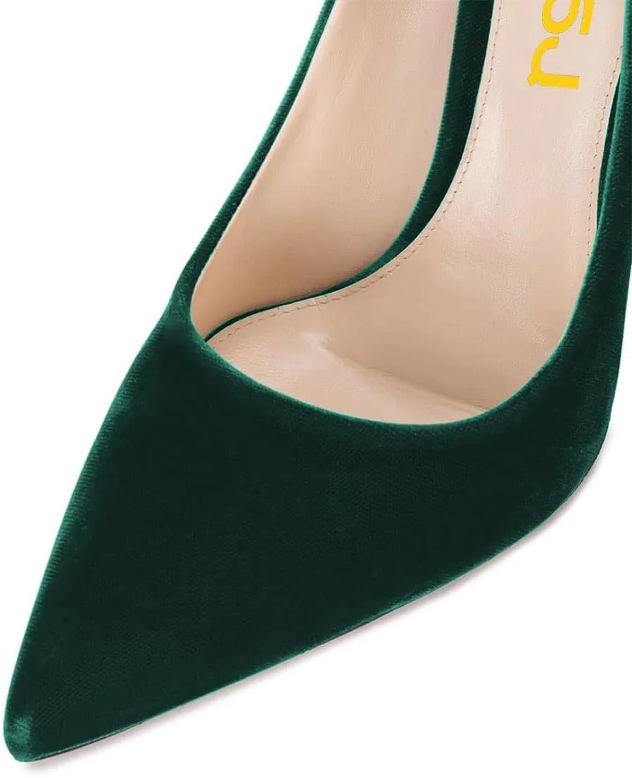 FSJ Women Formal Stiletto High Heels Pumps Pointed Toe Velvet Slide Office Wedding Lady Party Dress Shoes Size 4-15 US