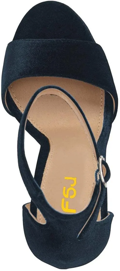 FSJ Women Sexy Ankle Strap Platform Sandal Chunky High Heel Open Toe Summer Shoe Size 4-15 M US