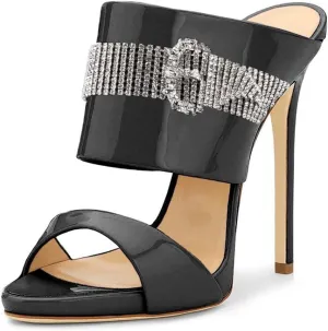 FSJ Women Versatile Open Toe High Heel Mules Backless Shoes Feminine Slingback Stiletto Slide Sandals Slip on Slipper Size 4-15 US