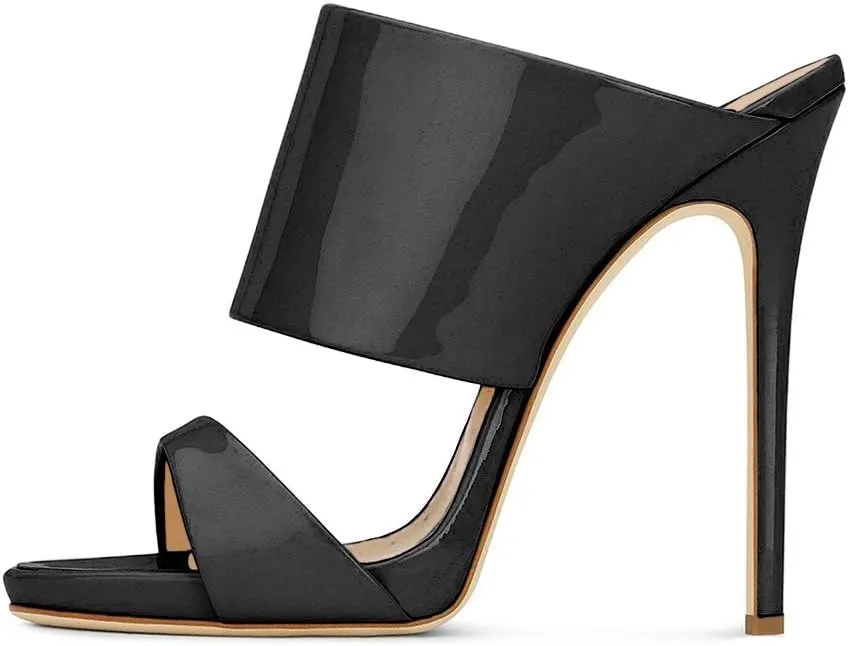 FSJ Women Versatile Open Toe High Heel Mules Backless Shoes Feminine Slingback Stiletto Slide Sandals Slip on Slipper Size 4-15 US