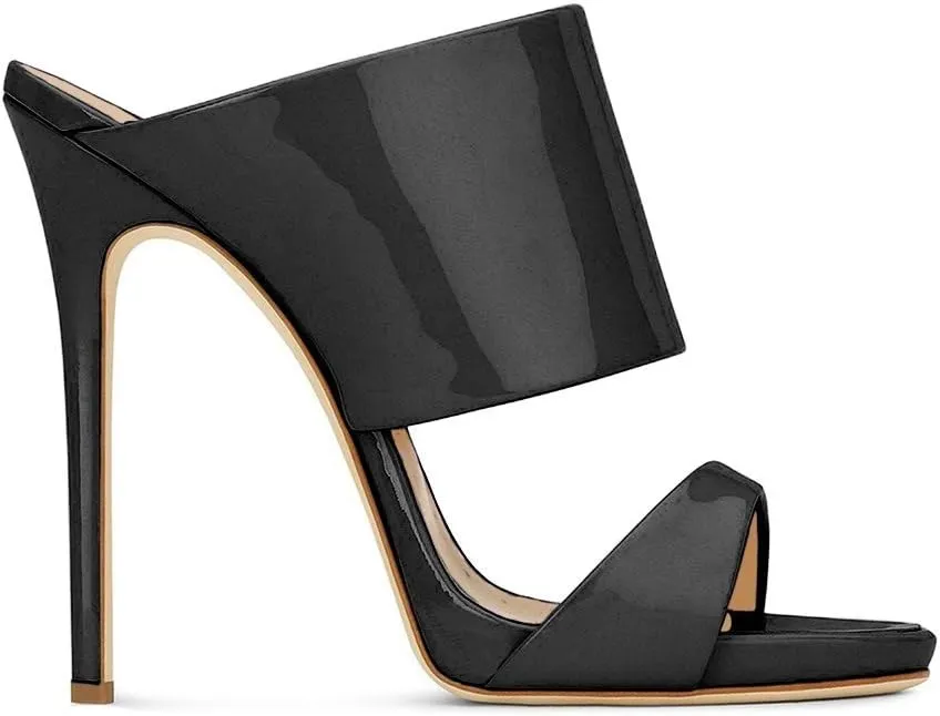 FSJ Women Versatile Open Toe High Heel Mules Backless Shoes Feminine Slingback Stiletto Slide Sandals Slip on Slipper Size 4-15 US