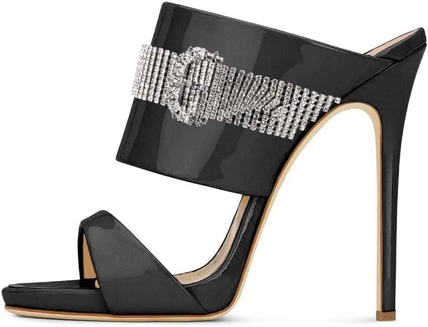 FSJ Women Versatile Open Toe High Heel Mules Backless Shoes Feminine Slingback Stiletto Slide Sandals Slip on Slipper Size 4-15 US