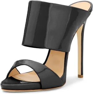 FSJ Women Versatile Open Toe High Heel Mules Backless Shoes Feminine Slingback Stiletto Slide Sandals Slip on Slipper Size 4-15 US